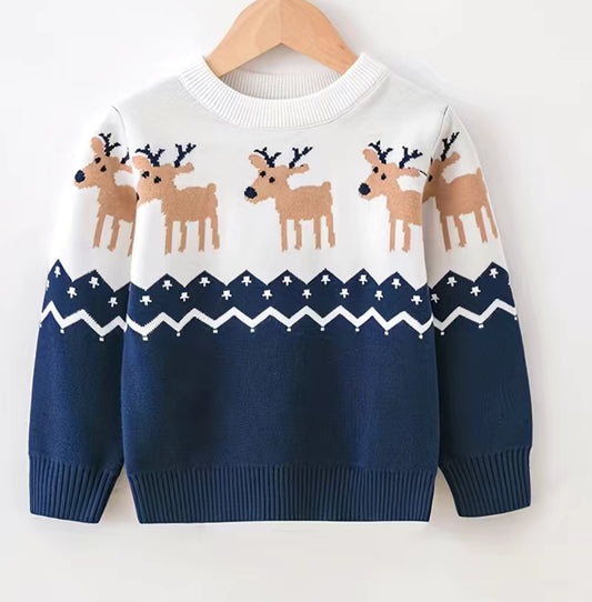 Festive Reindeer Sweater - Blue