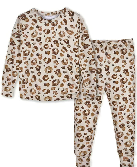 Lazy Leopard Silky Pajama 2-Piece Set