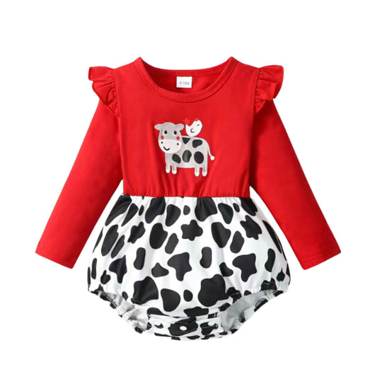 Cute Little Moo Girl Romper Outfit