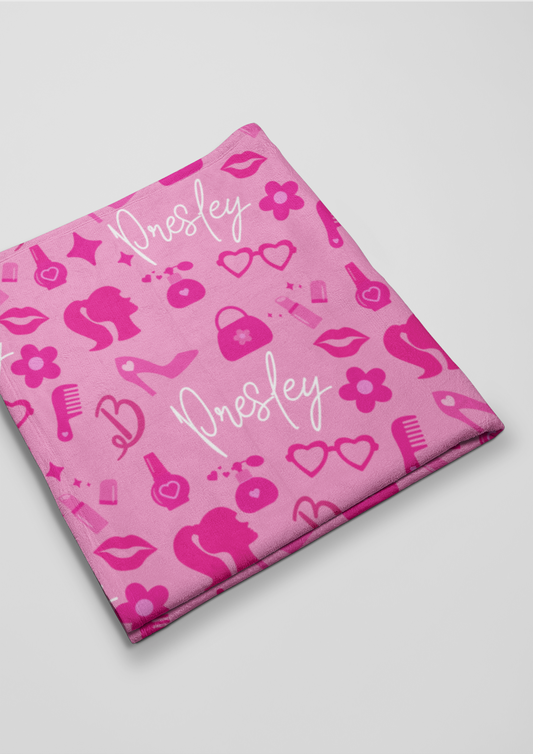 In A Barbie World Personalized Plush Blanket