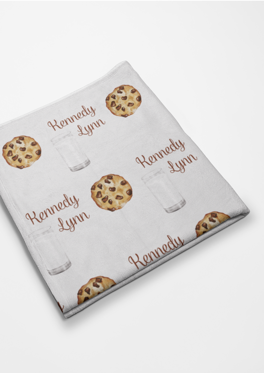 Milk & Cookies Before Bed Personalized Plush Blanket