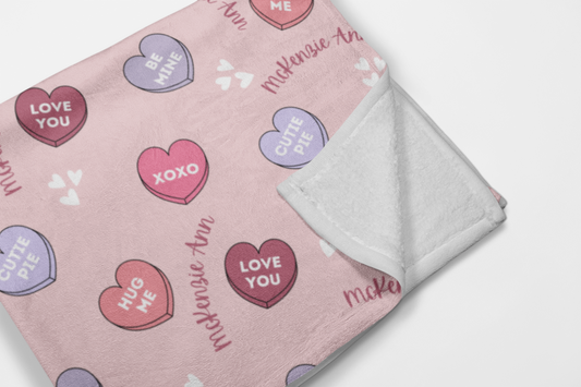 Candyland Cuddles Velveteen Blanket - Personalized Pink